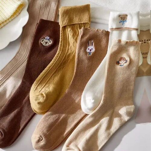 Korea Socks Womens Winter Funny Embroidery Astronaut Cute F