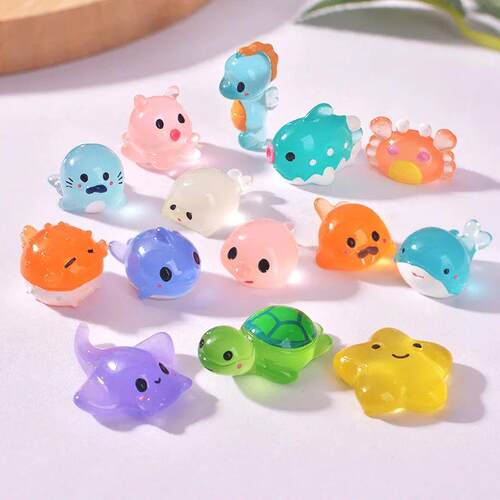 14PCS Luminous Mini Marine Animal Glow in The Dark Tiny