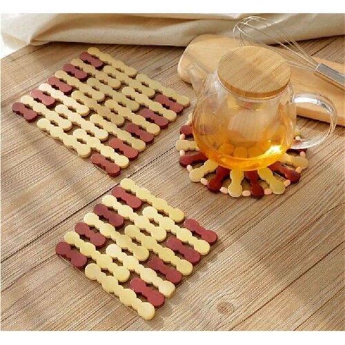 Round square Bamboo Placemat Insulation Pads Desk Table