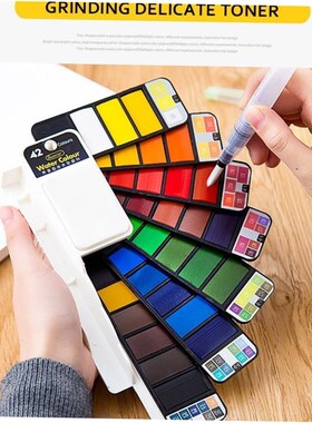 42 Solid Watercolor Paint Set With Water Brush Pen Foldable1