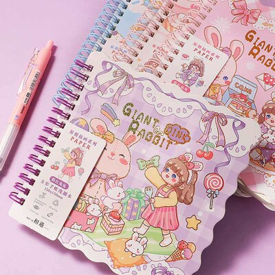 Pink Rabbit Square Lace Cute Notepad Grid Inner Page Noteboo
