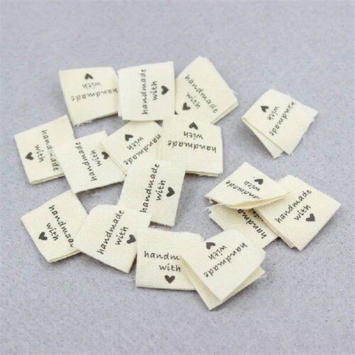50PCS Handmade with Love Garment Cloth Labels Diy Handmade