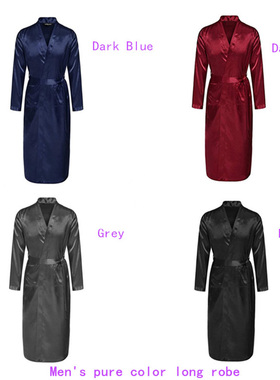 Groom Robe Emulation Silk Soft Home Bathrobe Nightgown For M