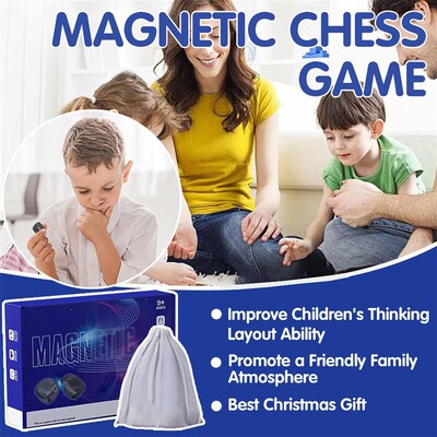 Magnetic Chess Game Magnet Game with Rope Stones Board toys
