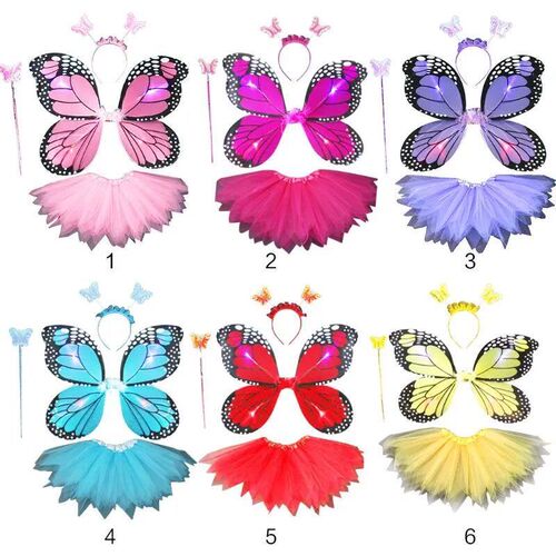 Adult Kids 4Pcs Fairy Costume Set LED Simulation Butterfly W