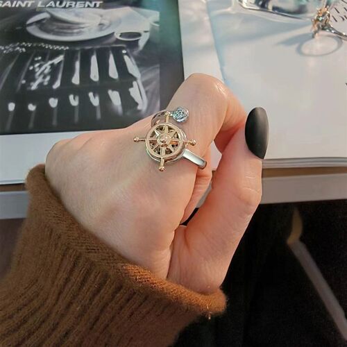 Rudder Anxiety Fidget Stainless Steel Rings for Women Ringe