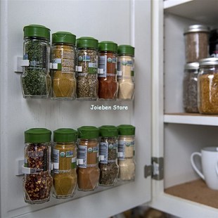 Spice Bottle Clips Rack Kitchen Storage Wall Mount Adhesive