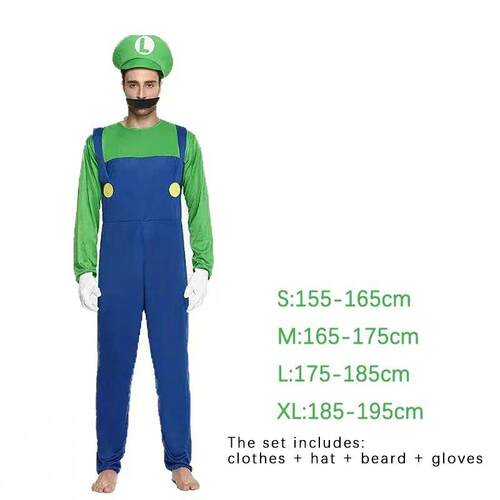 Game Marios Super Luigi Brothers Uniform Set Cosplay Costume