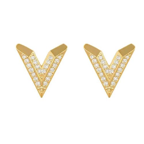 Exquisite and Versatile Black Letters V Titanium Steel Earri