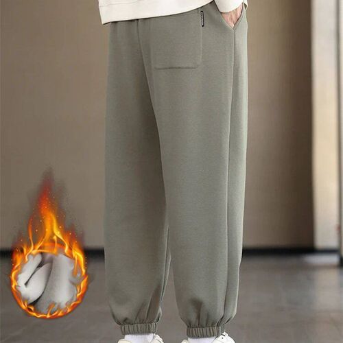 Winter Thick Velvet Warm Sweatpants Men Sreetwear Drawstring