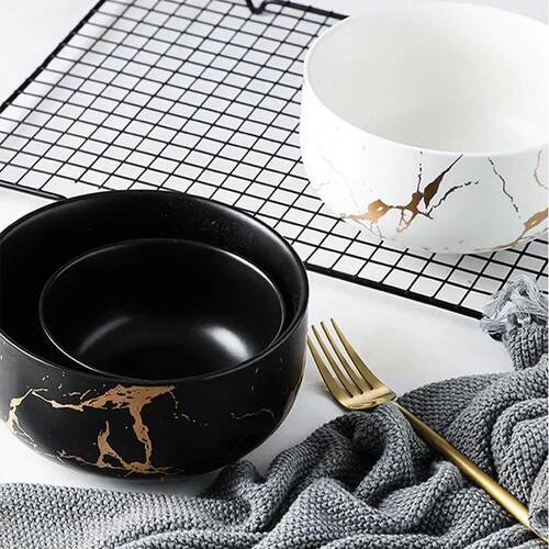 Nordic Style Marble Ceramic Bowl, Home Tableware Set, Porcel
