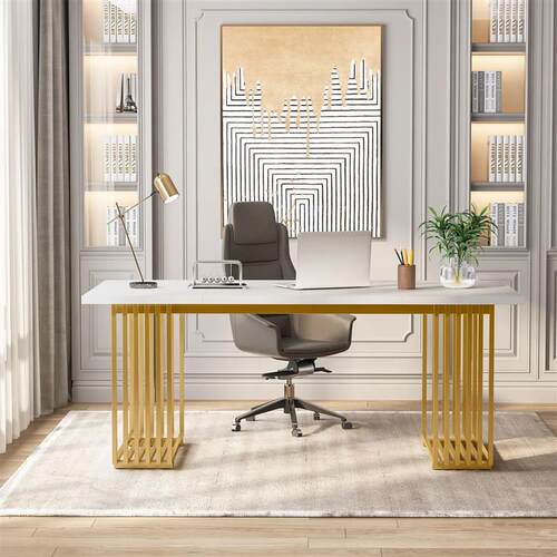 Tribesigns Modern Office Desk, 70.9  Wooden Computer Desk,Ex