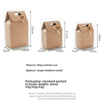 Vintage Kraft Present Bag Dry Flower Pure Color Gift Box Set