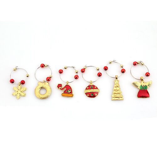 1Set Christmas Wine Glass Decoration Charms Party New Year C