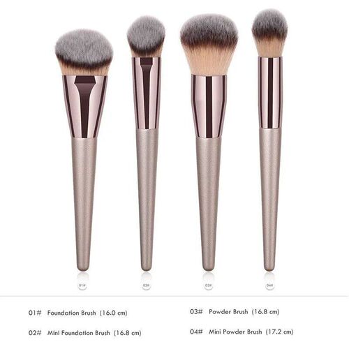 4 pcs Champagne Makeup Brushes Set Foundation Powder Blush B