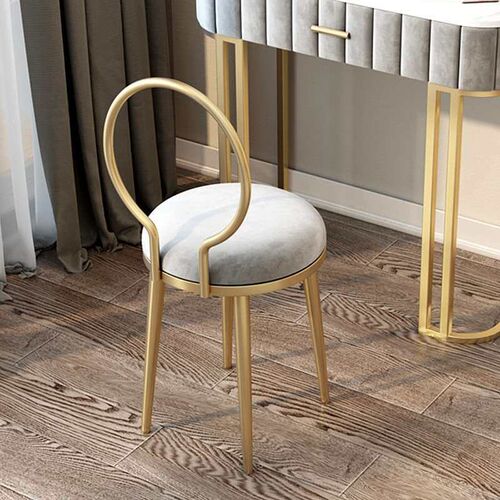 Light Luxury Metal Round Stool Backrest Dining Stool Fabric
