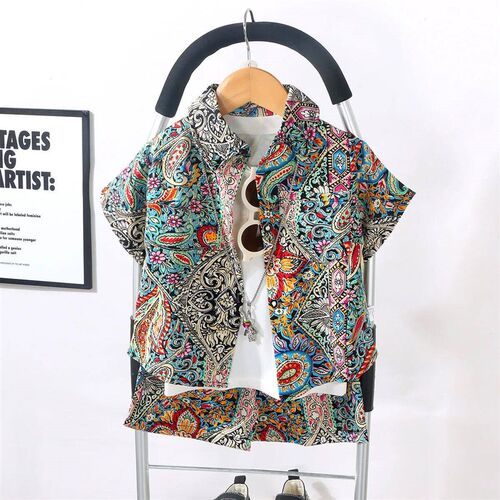 rendy Casual Short Sleeve ops+Shorts Boys Kids Thin Fashion