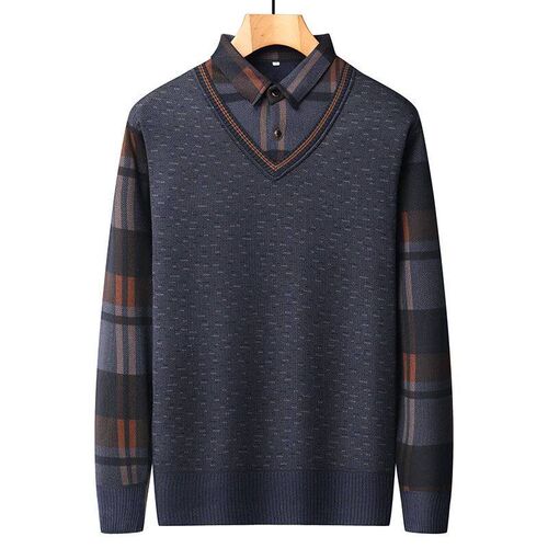 New Autumn Winter Sweaters Mens Velvet Pullover Knitted Bot