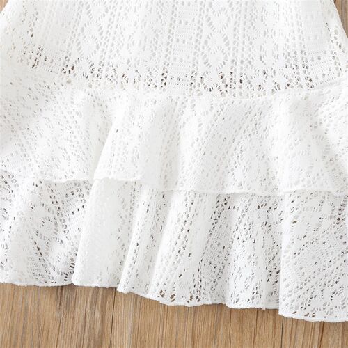 1-6Y Kids Girls Fashion Clothing Set Sleeveless Lace One-sho