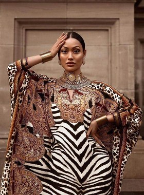 New Middle East positioning print dress large loose robe dr