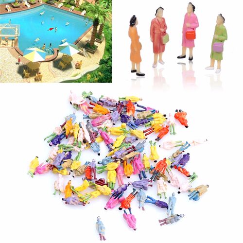 100Pcs 1:87 Building Layout Model People Train HO Scale Pain