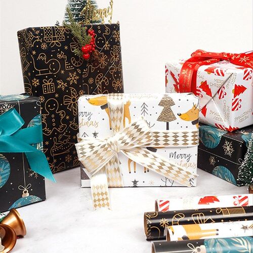 Christmas wrapping paper Gilded Gift wrap decoration43x300cm