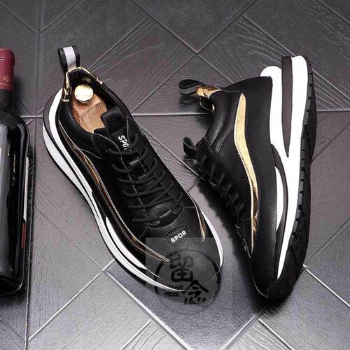 -Mens tendy shoes summer round toe black low-top daily soli