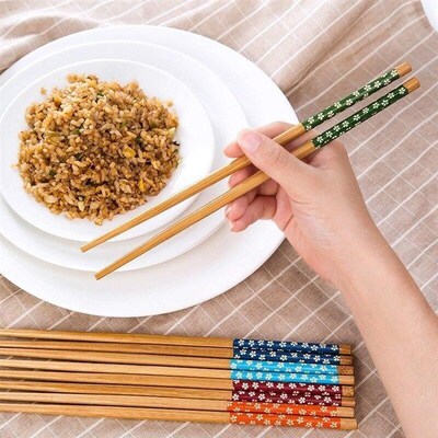 1Pairs Natural Bamboo Chopsticks Reusable Traditional Handma