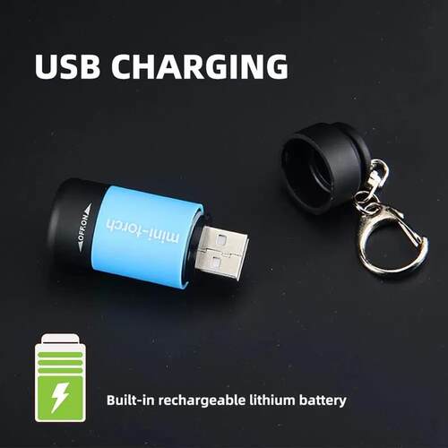 Outdoor Keychain Flashlight Rechargeable LED Mini Pocket Fla