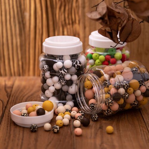 200PCS Silicone Beads for Round Baby Teething DIY Set 3 Size