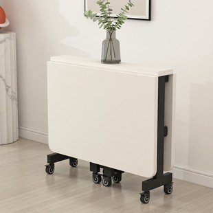 纯实木折叠餐桌家用小户型超薄多功能可移动伸缩长方形吃饭小桌子