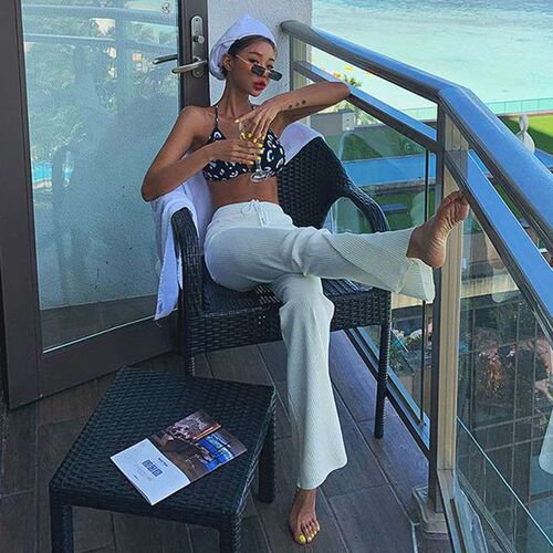 Wide Leg Casual Pants Womens Ins Super Hot High Waist Dape