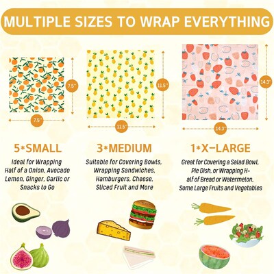 Beeswax Food Wrap Bread Sandwich Wrapper Storage Reusable