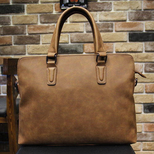 Crazy horse PU Leather Men Briefcase 2022 Business Computer