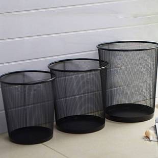 不锈钢铁丝家用无盖小圆垃圾桶铁纸篓筐小大号铁丝网无盖纸篓