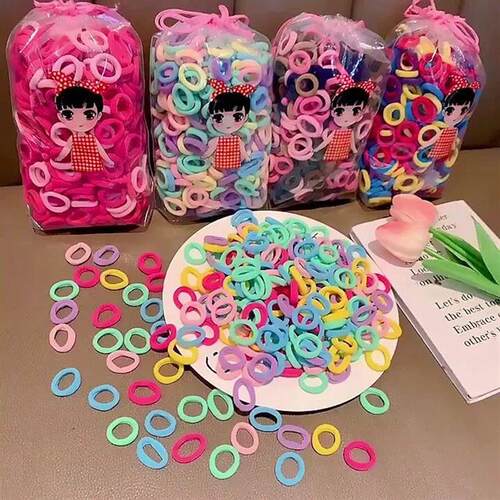 100/200Pcs Colorful Girls Nylon Elastic Hair Bands Women tai