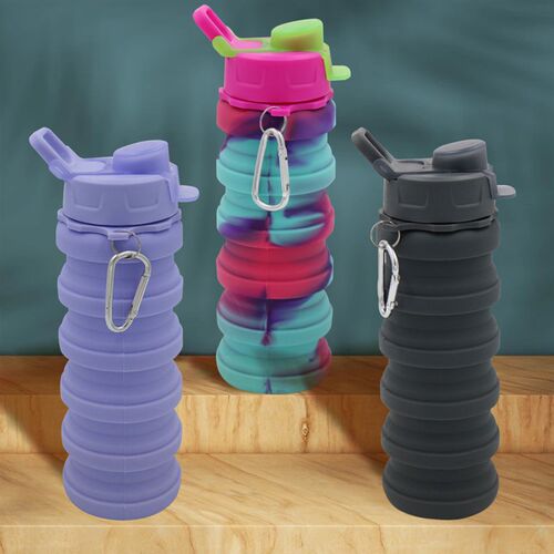500ML Portable Retractable Silicone Bottle Folding Water Bot