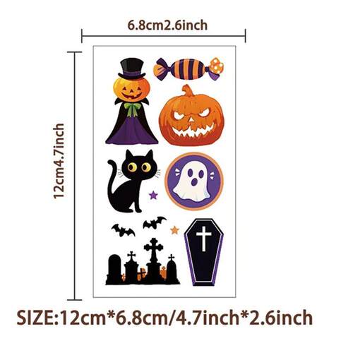 10pcs Halloween Pumpkin Tattoo Stickers Treat Kids Bat Candy