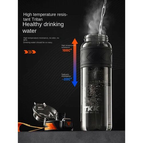 TKHigh Temperature Resistant Water Bottle with Straw, Large