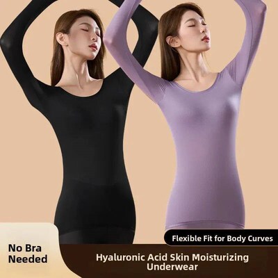 Womens Pad Thermal Underwear Set High Elasticity Lightweigh