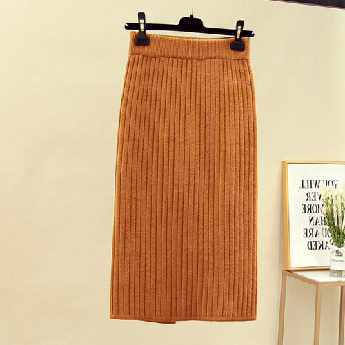 Mid-long Knitted Half-length Skirt Women's High waist On