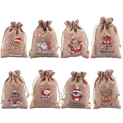 10PCS Christmas gift bag,Drawstring Bags,Wrapping Decoration