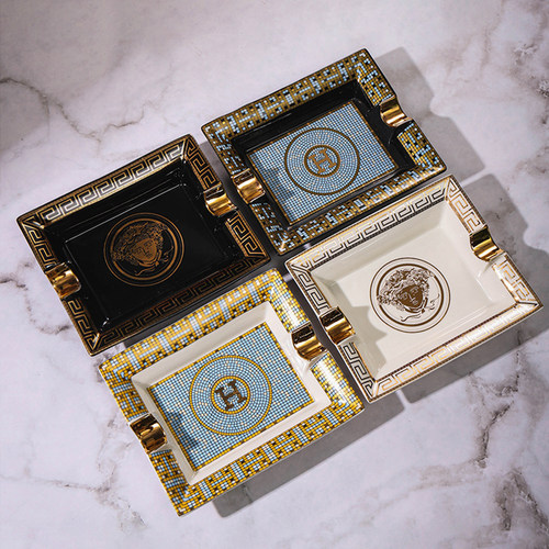 H陶瓷烟灰缸创意潮流个性欧式雪茄现代客厅大号家用黑色办公室ktv