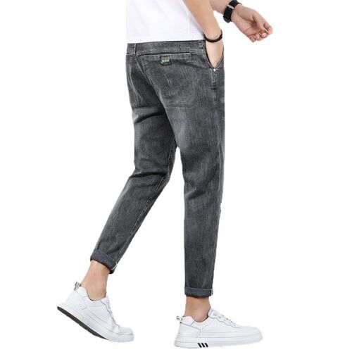 Ripped Jeans Mens Cropped Pants Slim-fit Summer Thin tendy