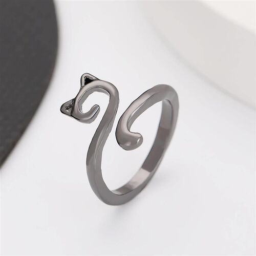 Opening Adjustable Fashion Animal Cat Ring Jewelry欧美猫戒指