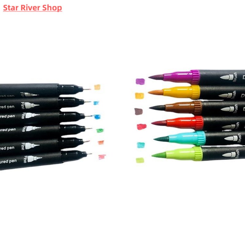 100 Colors Fineliner Brush Tip Art Marker Double Head勾线笔图片