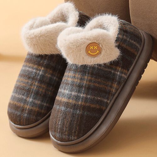Heeled Cotton Slippers For Men At Home Thick Sole Warm Coupl