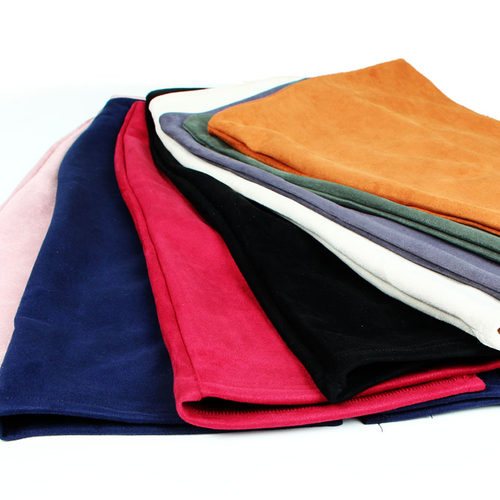 Women Suede Solid Color Pencil Skirt Female Autumn Winter Hi