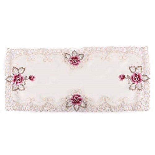Useful Tablecloth Embroidered Floral Lace Satin fabric