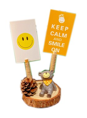 zkk树枝麻绳松果照片夹lomo装饰摆件治愈系玩偶二维码展示架